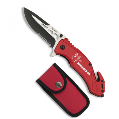 Couteau pliant tactique ALBAINOX BOMBEROS rouge lame 8.5 cm