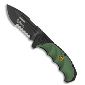 Couteau pliant automatique tactique 19852-A Army vert Lame 9 cm