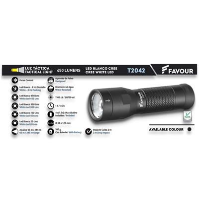 Lampe torche tactique FAVOUR T2042 450 lumens 285 m