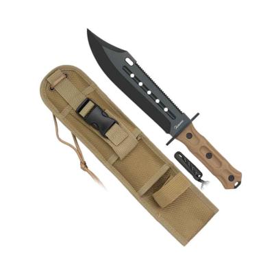 Couteau Albainox 32803 lame pleine soie acier noir manche coyote