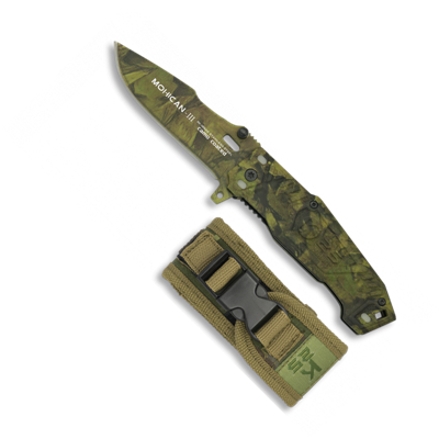 Couteau pliant tactique MOHICAN-3 camo vert K25 19542 lame 7.2 cm