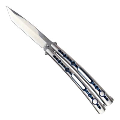 Couteau papillon SCK 085-1 bleu, lame 10.6 cm manche courbé