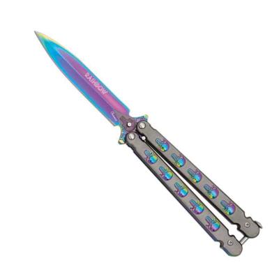 Couteau papillon Albainox 02277 RAINBOW tête de mort lame 10.4 cm