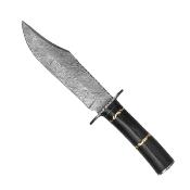 Couteau de chasse lame damas 18 cm manche corne noire