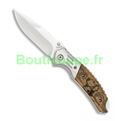 Couteau pliant chasse Albainox lame 8.5 cm bois zbra dcor chien