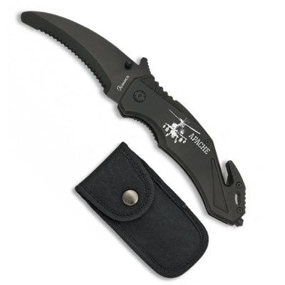 Couteau pliant tactique ALBAINOX APACHE noir lame 8.5 cm