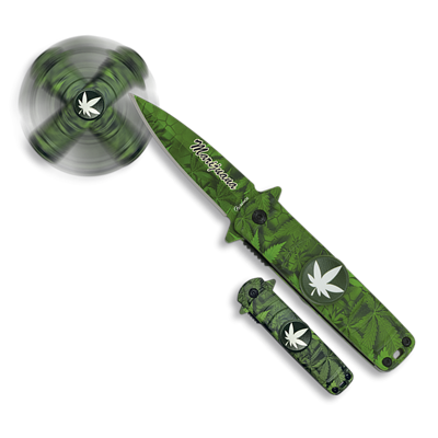 Couteau pliant automatique Albainox SPINNER Marijuana 18285-A lame 6.4 cm
