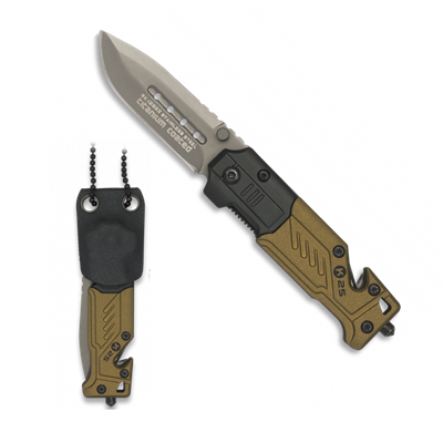 Couteau pliant tactique K25 Coyote Gaine Kydex 19652 lame 5.5 cm