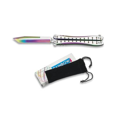 Couteau papillon RAINBOW 36257 irisé lame inox 10.5 cm